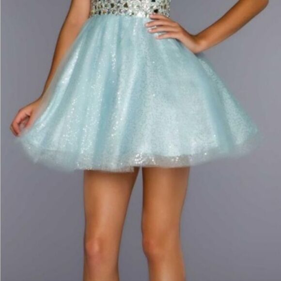 GORGEOUS PROM/ NWT ice blue Cocktail mini dress - Picture 2 of 7